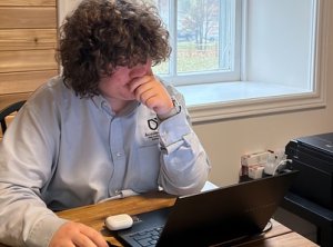 A child looking at computer screen